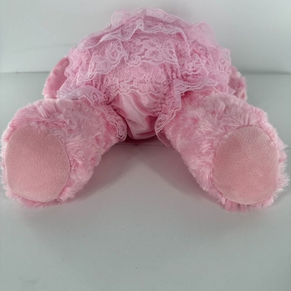 Build A Bear Pink Teddy Bear Plush Stuffed Animal BABW 16” Heart Nose Cute - Picture 6 of 14